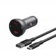 Зарядно за кола с 2xUSB-A изхода с технология за бързо зареждане и USB-C кабел - Baseus Digital Display Dual USB Quick Car Charger 45W (TZCCBX-B0G) (черен) thumbnail 4