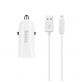 Зарядно за кола с 2xUSB изходa (4.8A) и Lightning кабел за iPhone, iPad и iPod с Lightning порт - Hoco Dual USB Car Charger 4.8A & Lightning Cable Z12 (бял) thumbnail