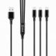 Универсален USB-A кабел с Lightning, microUSB и USB-C конектори (120 см) - OBALME AllConnect 3-in-1 USB-A Fast Charging Cable 12W (черен) thumbnail