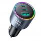 Зарядно за кола с 2xUSB-C и USB-A изходи с технология за бързо зареждане и USB-C към USB-C кабел - Joyroom Triple Quick Car Charger 145W (тъмносив) thumbnail