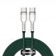  Здрав кабел с въжена оплетка за устройства с USB-C порт - Baseus Cafule Metal Series USB-C to USB-C Cable 100W (CATJK-D06) (зелен) (200 см) thumbnail