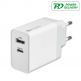 Захранване за ел. мрежа с USB-A изход и USB-C изход (30W) - 4smarts Wall Charger VoltPlug PD 30W (бял) thumbnail