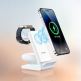 Тройна поставка (пад) за безжично зареждане за iPhone, Apple Watch, AirPods и Qi съвместими мобилни устройства - Choetech T608 3-in-1 Wireless Charger 15W (бял) thumbnail 6