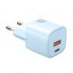 Захранване за ел. мрежа с USB-A и USB-C изходи и технология за бързо зареждане - McDodo GaN Charger 33W (CH-0154) (син) thumbnail