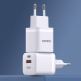 Захранване за ел. мрежа с USB-A и USB-C изходи и технология за бързо зареждане - Dudao A13Pro GaN Fast Wall Charger 33W (бял) thumbnail 2