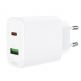 Захранване за ел. мрежа с USB-A и USB-C изходи и технология за бързо зареждане - Acefast Dual Wall Charger 20W (бял) thumbnail 8