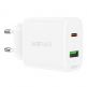 Захранване за ел. мрежа с USB-A и USB-C изходи и технология за бързо зареждане - Acefast Dual Wall Charger 20W (бял) thumbnail 13