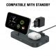 Двойна поставка (пад) за безжично зареждане за iPhone с MagSafe, Apple Watch, AirPods Pro и Qi съвместими мобилни устройства - 4smarts Qi2 Charging Station Trident (черен) thumbnail 7