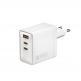 Захранване за ел. мрежа с USB-A и 2xUSB-C изходи с технология за бързо зареждане - 4smarts GaN Wall Charger Pocket 100W (бял) thumbnail 2