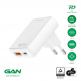Захранване за ел. мрежа за мобилни устройства с USB-A и USB-C изходи и с технология за бързо зареждане - 4smarts GaN latPlug Duos 20W Wall Charger (бял) thumbnail