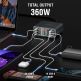 Захранване за ел. мрежа за лаптопи, смартфони и таблети с 1xUSB-A и 5xUSB-C изходи с технология за бързо зареждане - 4Smarts Desk Charger Lucid GaN DIY 360W thumbnail 5