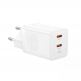 Захранване за ел. мрежа с 2xUSB-C изходи с технология за бързо зареждане - Baseus GaN5 Pro Fast Wall Charger Dual USB-C 40W (бял) thumbnail 2
