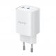 Захранване за ел. мрежа с 2xUSB-C изходи с технология за бързо зареждане - Havit GaN Dual Wall Charger USB-C 45W (бял) thumbnail