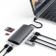 Satechi USB-C Aluminum Multiport 4K Adapter v2 - мултифункционален хъб за свързване на допълнителна периферия за компютри с USB-C (тъмносив) thumbnail