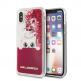 Karl Lagerfeld Peek-A-Boo Glitter Hard Case - дизайнерски кейс с висока защита за iPhone XS, iPhone X (розов) thumbnail
