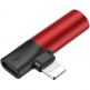 Baseus Lightning & Audio Adapter - Lightning адаптер с Lightning порт и 3.5 мм аудио вход за устройства с Lightning порт (червен) thumbnail 6