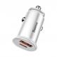 Baseus Dual USB & USB-C QC 3.0 Car Charger - зарядно за кола с USB и USB-C изходи и технология за бързо зареждане (бял) thumbnail 2