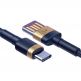 Baseus Cafule Quick Charge USB-C Cable - кабел с въжена оплетка и бързо зареждане за устройства с USB-C порт (100 см) (тъмносин) thumbnail 3