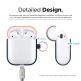 Elago Airpods Duo Hang Silicone Case - силиконов калъф за Apple Airpods 2 with Wireless Charging Case (тъмносин-оранжев) thumbnail 6