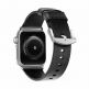 Nomad Strap Modern Slim Leather - кожена (естествена кожа) каишка за Apple Watch 38мм, 40мм (черен-сребрист) thumbnail 2
