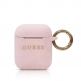 Guess Airpods Silicone Case - силиконов калъф с карабинер за Apple Airpods (светлорозов) thumbnail