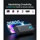 Външна батерия 26800 mAh с 4xUSB и 2xUSB-C изходи за зареждане на смартфони и таблети - Baseus Ambilight Power Bank 65W with Digital Display Quick Charge (черен) thumbnail 6