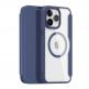 Удароустойчив хибриден кожен кейс с отделение за карти и MagSafe за iPhone 15 Pro Max - Dux Ducis Skin X Pro Magnetic Wallet Case (син-прозрачен) thumbnail