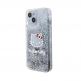 Дизайнерски кейс с висока защита за iPhone 15 - Hello Kitty Liquid Glitter Electroplating Head Logo Case (прозрачен-сребрист) thumbnail 2