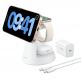 Преносима тройна поставка (пад) за безжично зареждане за iPhone с MagSafe, Apple Watch, AirPods и Qi съвместими мобилни устройства - Anker MagGo 3-in-1 MagSafe Qi2 15W Wireless Charging Station (бял) thumbnail 2
