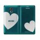 Samsung Flip Moschino - дизайнерски оригинален кожен калъф за Samsung Galaxy S5 SM-G900 (зелен-сребрърно сърце) thumbnail