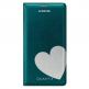 Samsung Flip Moschino - дизайнерски оригинален кожен калъф за Samsung Galaxy S5 SM-G900 (зелен-сребрърно сърце) thumbnail 2