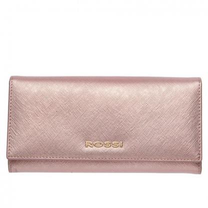 Дамско портмоне цвят Сафиано Блестящо Розово ROSSI