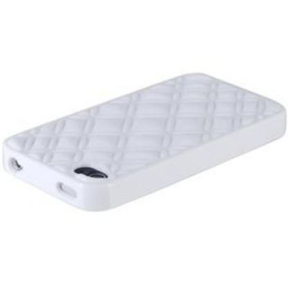 Diamond Pattern - поликарбонатов кейс за iPhone 4 Case (бял)  3