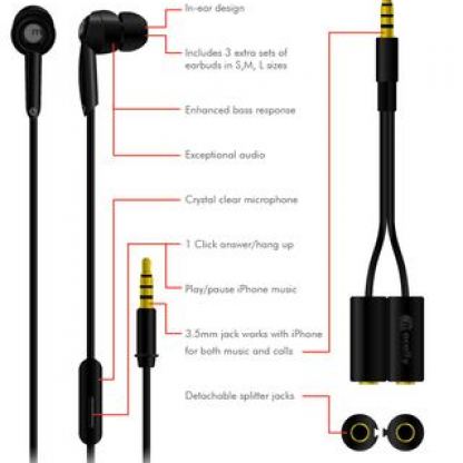 Macally TunePal слушалки с микрофон и аудио сплитер за iPhone и iPod  3