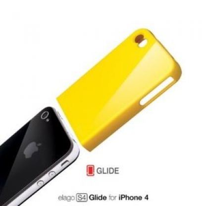 Elago S4 Glide Case - слайдер кейс и защитни покрития за iPhone 4/4S (жълт)  2