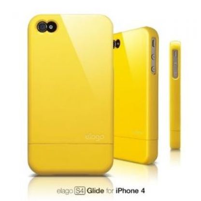 Elago S4 Glide Case - слайдер кейс и защитни покрития за iPhone 4/4S (жълт)  3