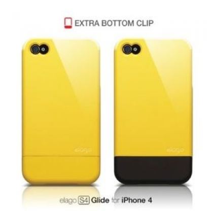 Elago S4 Glide Case - слайдер кейс и защитни покрития за iPhone 4/4S (жълт)  5