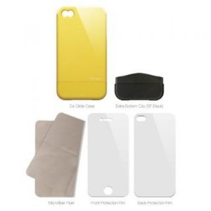Elago S4 Glide Case - слайдер кейс и защитни покрития за iPhone 4/4S (жълт)  7