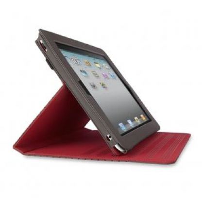 Belkin Flip Folio - кожен кейс и поставка за iPad 2 (черен-червен) 