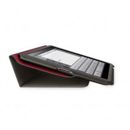 Belkin Slim Folio - кожен кейс и поставка за iPad 2 (черен-червен)  2