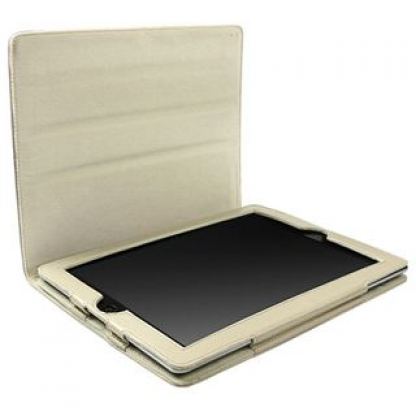 Krusell Luna Case 2 - кожен калъф и стойка за iPad 2 (бял-кремав)  3