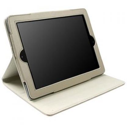 Krusell Luna Case 2 - кожен калъф и стойка за iPad 2 (бял-кремав)  4