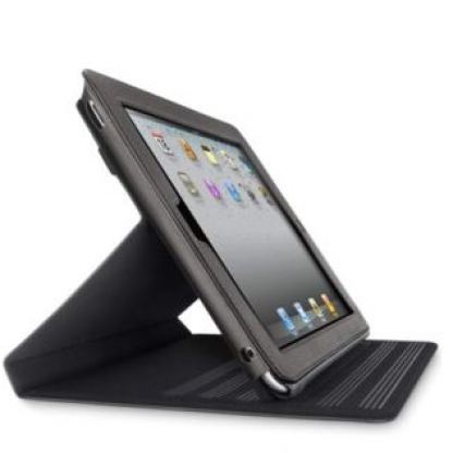 Belkin Flip Folio Stand - кожен кейс и поставка за iPad 2 (черен-сив)  2