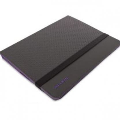 Belkin Flip Folio Stand - кожен кейс и поставка за iPad 2 (черен-лилав)  2