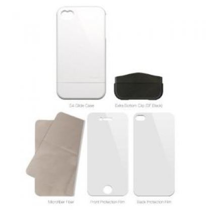 Elago S4 Glide Case - слайдер кейс и защитни покрития за iPhone 4 (бял) 5