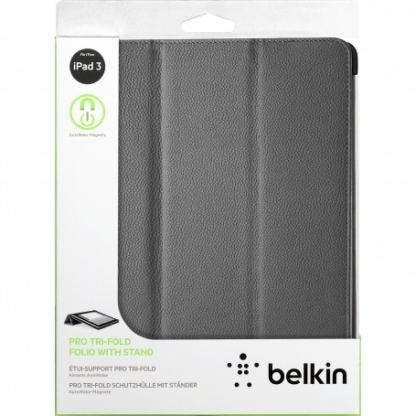 Belkin Pro Tri-Fold Folio - кожен калъф/стойка за Новия iPad с Auto On/Off  3