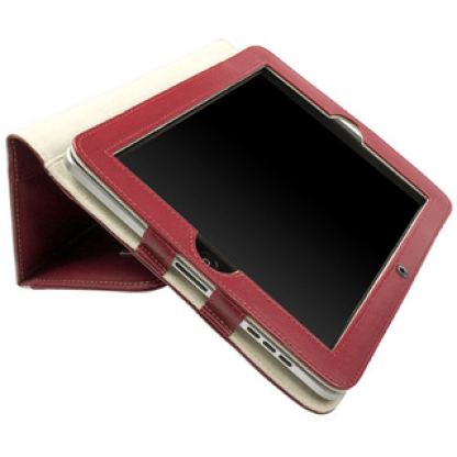 Krusell Luna Case - кожен калъф и стойка за iPad (червен)  2