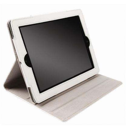 Krusell Luna Case 2 - кожен калъф и стойка за iPad 2/3 (бял)  3