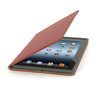 Tucano Schermo Folio Case - еко (кожен) кейс с поставка за iPad 2/3 (червен)  3