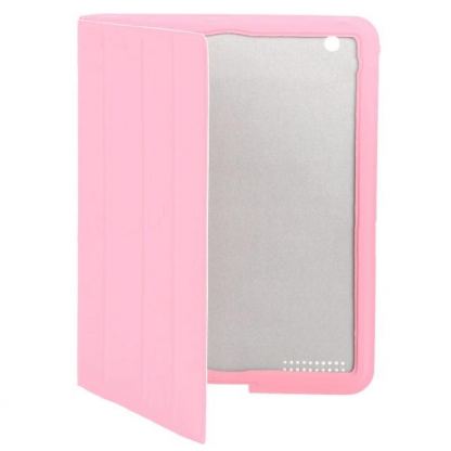 Fashion Protective Smart Cover - полиуретанов калъф и поставка за iPad 3 (розов)  3